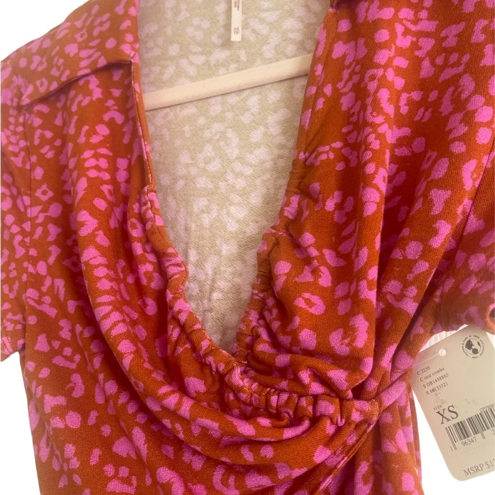 Free People Marsaille Mini Dress Size XS Rust Combo - Picture 5 of 6